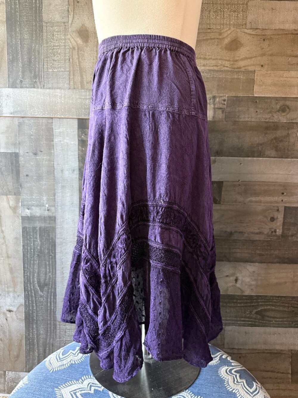 Purple floral maxi skirt large coastal cowgirl western desert festival boho - Picture 5 of 10